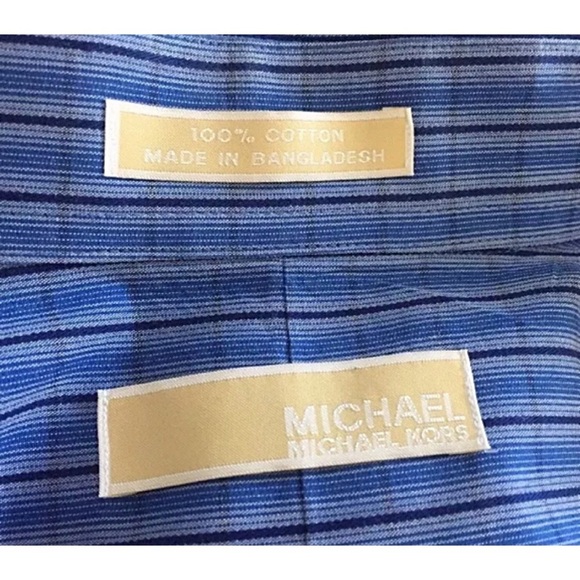 MICHAEL KORS Men's Blue Dress Shirt Sz L 16 1/2” - Picture 7 of 8